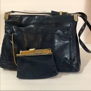 Vintage Lou Taylor Leather Mirror Coin Purse Bag